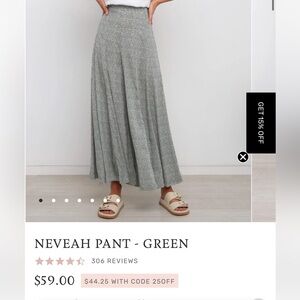 Green Flowy Print Pants